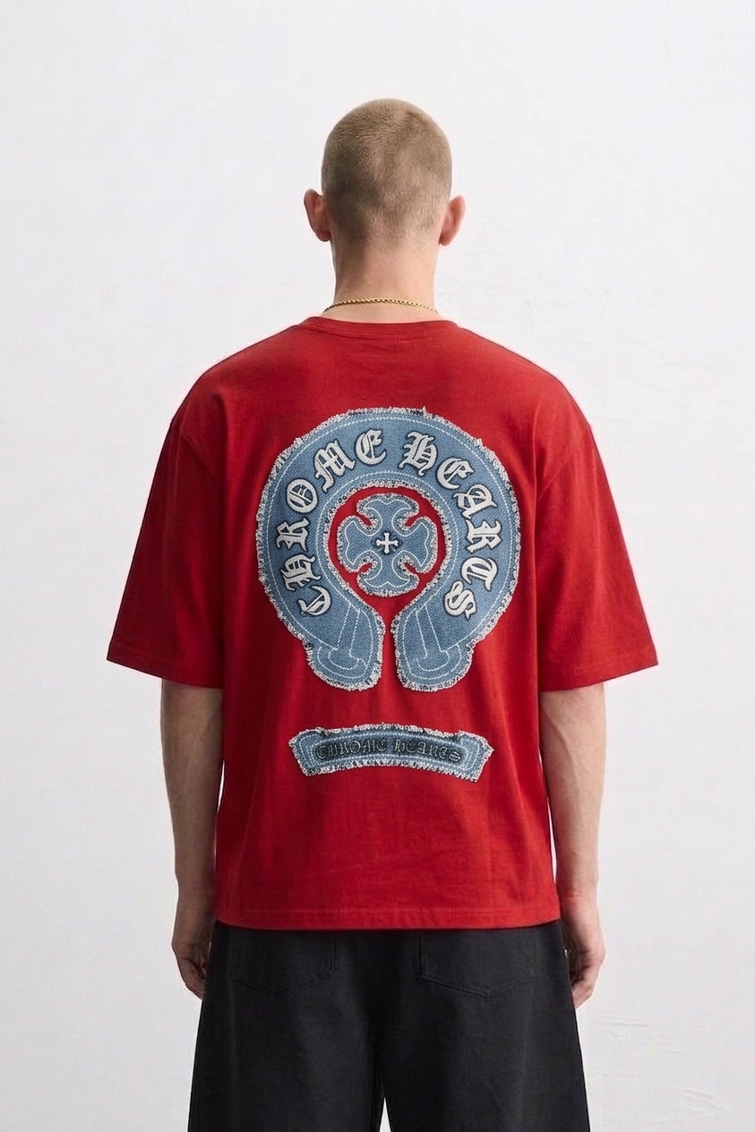 HIMAM'S Crimson Chrome Gothic Oversized Tee