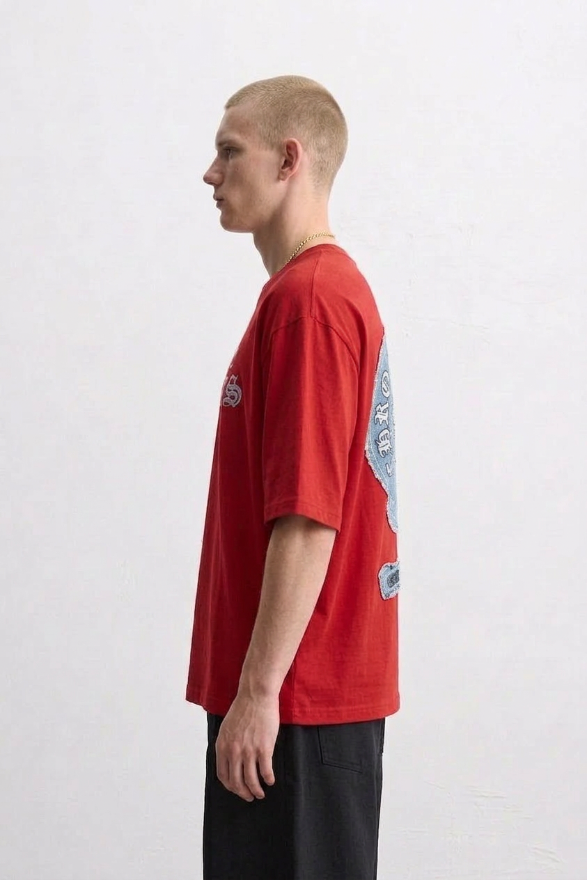 HIMAM'S Crimson Chrome Gothic Oversized Tee