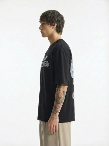 HIMAM'S Midnight Chrome Gothic Oversized Tee