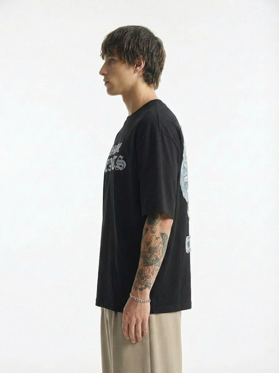 HIMAM'S Midnight Chrome Gothic Oversized Tee