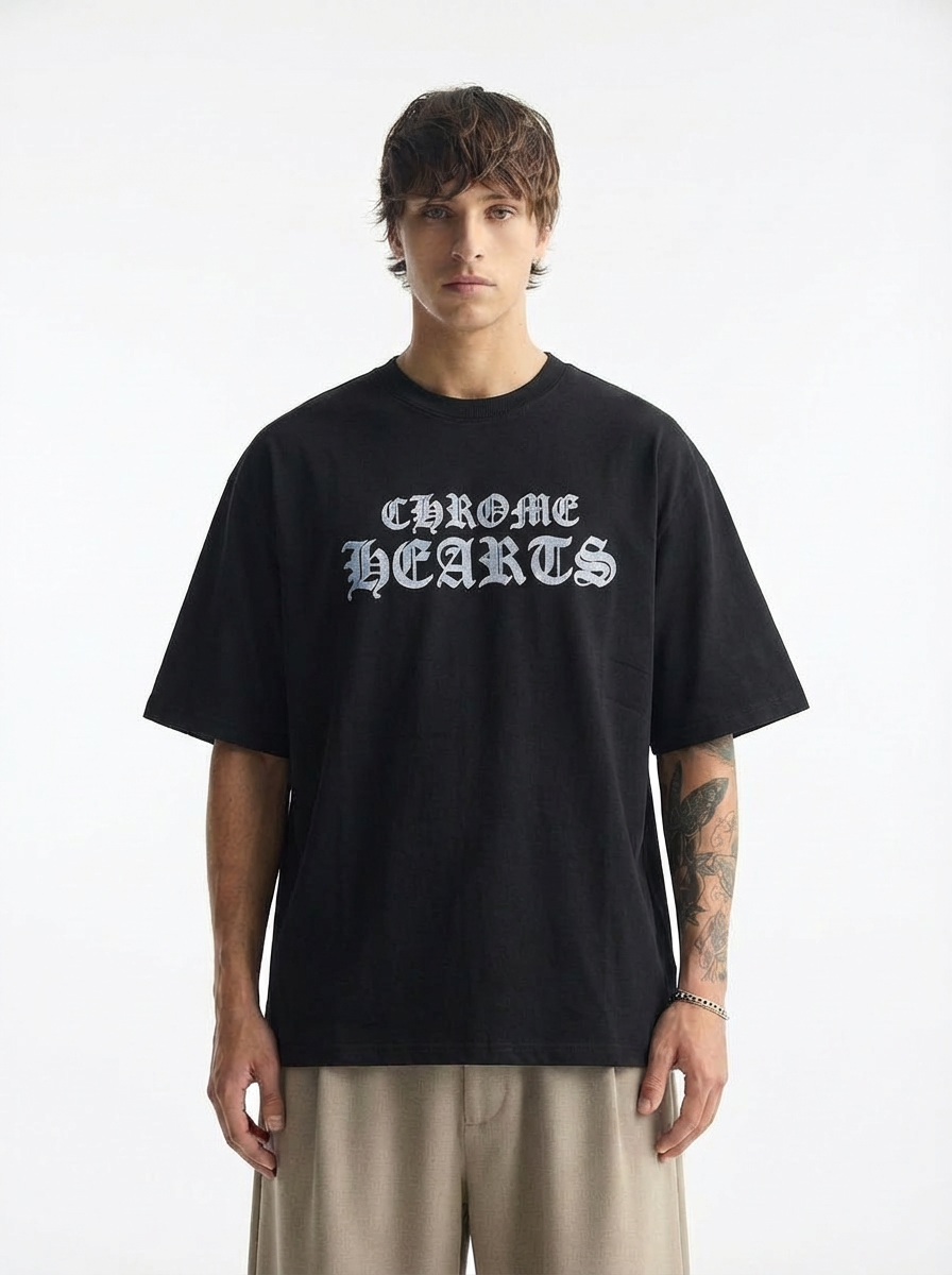 HIMAM'S Midnight Chrome Gothic Oversized Tee