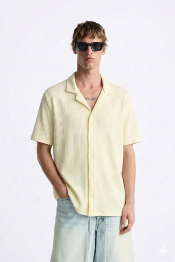 HIMAM'S Textured Short Sleeve Shirt